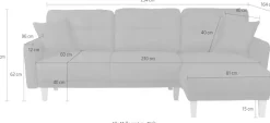 OTTO home Ecksofa »TRIPLO optionale Schlafsofa mit Bettkasten, Maße B/T/H: 234/164/89 cm« L-Form wahlweise mit Bettfunktion - Liegefläche 132x210 cm