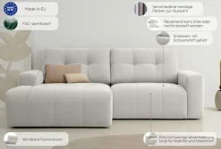 OTTO home Ecksofa »Turnon, Lounge-sofa, Breite 221 cm« Chenille, mit Knopf- und Doppelsteppung, elegantes Aussehen