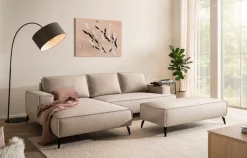 OTTO home Ecksofa »TVINNU Leinenoptik, L-Form, 275 cm, mit Hocker« stellbar zum Schlafsofa (Krokodilverbinder)