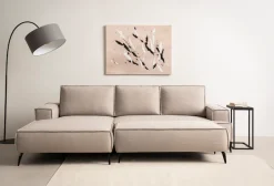 OTTO home Ecksofa »TVINNU Leinenoptik, L-Form, 275 cm, mit Hocker« stellbar zum Schlafsofa (Krokodilverbinder)