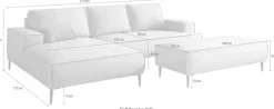 OTTO home Ecksofa »TVINNU Leinenoptik, L-Form, 275 cm, mit Hocker« stellbar zum Schlafsofa (Krokodilverbinder)