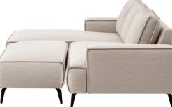 OTTO home Ecksofa »TVINNU Leinenoptik, L-Form, 275 cm, mit Hocker« stellbar zum Schlafsofa (Krokodilverbinder)