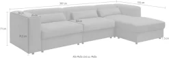 OTTO home Ecksofa »Uno, L-Form, Breite: 307cm« beidseitig montierbarem Longchair,mit Taschenfederkern, in Cord