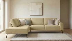 OTTO home Ecksofa »Vosby« 260 cm, Chenille,mit dekorativer Kedernaht, Wellenunterfederung