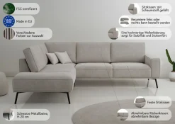 OTTO home Ecksofa »Vosby« 260 cm, Chenille,mit dekorativer Kedernaht, Wellenunterfederung