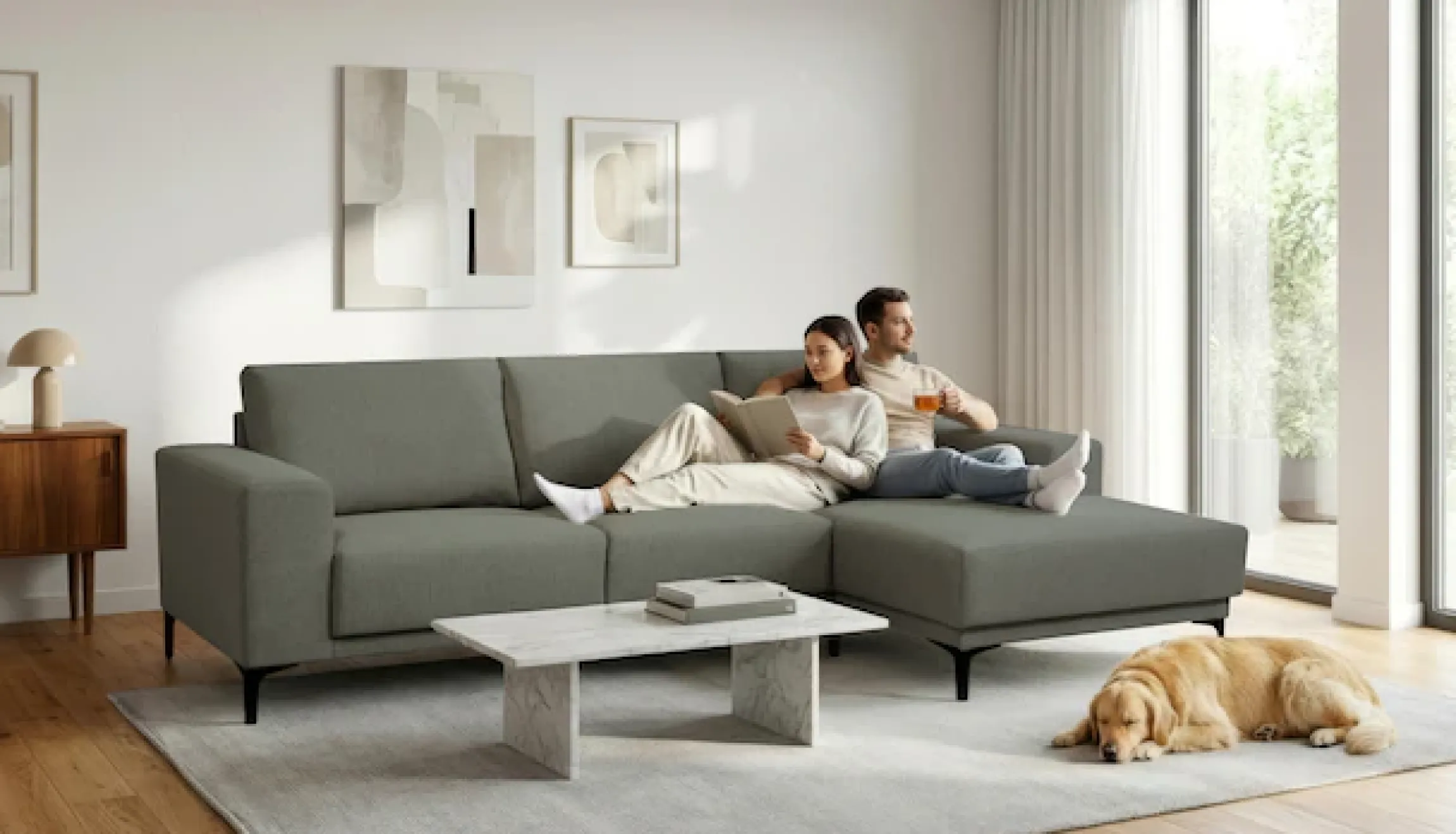 OTTO home Ecksofa »Xander, L-Form« Breite 280 cm, Soft-Touch Chenille, schwarze Metallfüße