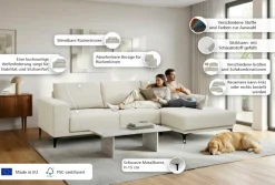 OTTO home Ecksofa »Xander, L-Form« Breite 280 cm, Soft-Touch Chenille, schwarze Metallfüße