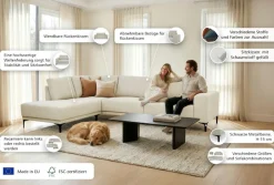 OTTO home Ecksofa »Xander, L-Form« Breite 289 cm, Webstoff, Soft-Touch Chenille, schwarze Metallfüße