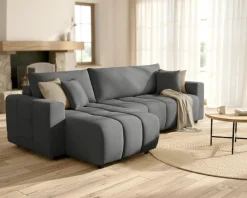 OTTO home Ecksofa »YLVAA L-Form, 241 cm - OTTO. Verlässliche Qualität.« Schlaffunktion (132/200), Bettkasten, Feinstruktur-Bezug