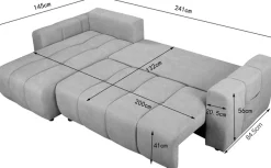 OTTO home Ecksofa »YLVAA L-Form, 241 cm - OTTO. Verlässliche Qualität.« Schlaffunktion (132/200), Bettkasten, Feinstruktur-Bezug
