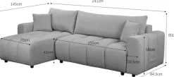 OTTO home Ecksofa »YLVAA L-Form, 241 cm - OTTO. Verlässliche Qualität.« Schlaffunktion (132/200), Bettkasten, Feinstruktur-Bezug