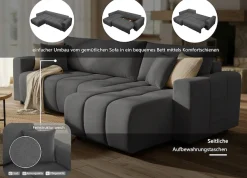 OTTO home Ecksofa »YLVAA L-Form, 241 cm - OTTO. Verlässliche Qualität.« Schlaffunktion (132/200), Bettkasten, Feinstruktur-Bezug