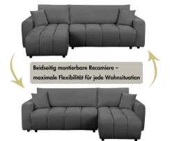 OTTO home Ecksofa »YLVAA L-Form, 241 cm - OTTO. Verlässliche Qualität.« Schlaffunktion (132/200), Bettkasten, Feinstruktur-Bezug