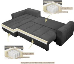 OTTO home Ecksofa »YLVAA L-Form, 241 cm - OTTO. Verlässliche Qualität.« Schlaffunktion (132/200), Bettkasten, Feinstruktur-Bezug