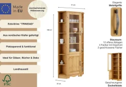OTTO home Eckvitrine »Trinidad« Höhe 188 cm, FSC® zertifiziertes Massivholz