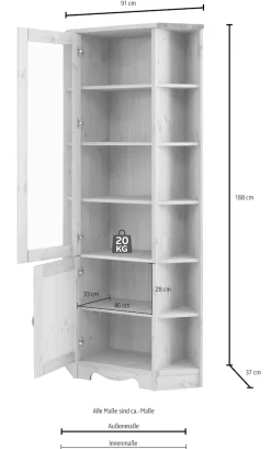 OTTO home Eckvitrine »Trinidad« Höhe 188 cm, FSC® zertifiziertes Massivholz