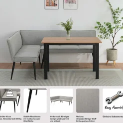 OTTO home Essbank »Ianna« schwarze Metallbeine, pflegeleichtem Webstoff Bezug, Breite 193 cm