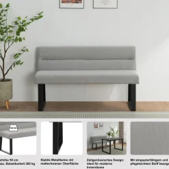 OTTO home Essbank »Ivanna« schwarze Metallbeine, pflegeleichtem Webstoff Bezug, Breite 140 cm