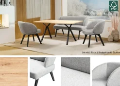 OTTO home Essgruppe »Aretha Esstischbank, Sitzgruppe, Küchenbank, Polsterbank« Set, 4er, 4 Stk. tlg. Esszimmer Sitzgruppe, Tisch, Stühle und Bank gepolstert, Nosagfederung