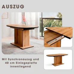 OTTO home Essgruppe »Basel, Tischgruppe mit 4 Stühlen, Esstisch ausziehbar 140 - 180 cm« Set, Otto's DAUERTIEFPREIS, 5 Stk. tlg. BESTSELLER, Sitzgruppe, Tisch, Stühle, ovale Tischplatte, Säulentisch