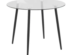 OTTO home Essgruppe »Danny-Malio« Set, Set 100 cm, 5 Stk. tlg. Glastisch 100x100 cm mit 4 Stühlen (Veloursstoff), Gestell aus Metall