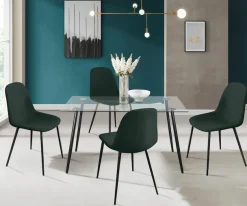 OTTO home Essgruppe »Danny-Miller« Set, Set 140 cm, 5 Stk. tlg. Glastisch 140x80 cm mit 4 Stühlen (Cord), Gestell aus Metall