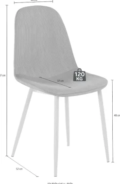 OTTO home Essgruppe »Danny-Miller« Set, Set 140 cm, 5 Stk. tlg. Glastisch 140x80 cm mit 4 Stühlen (Cord), Gestell aus Metall