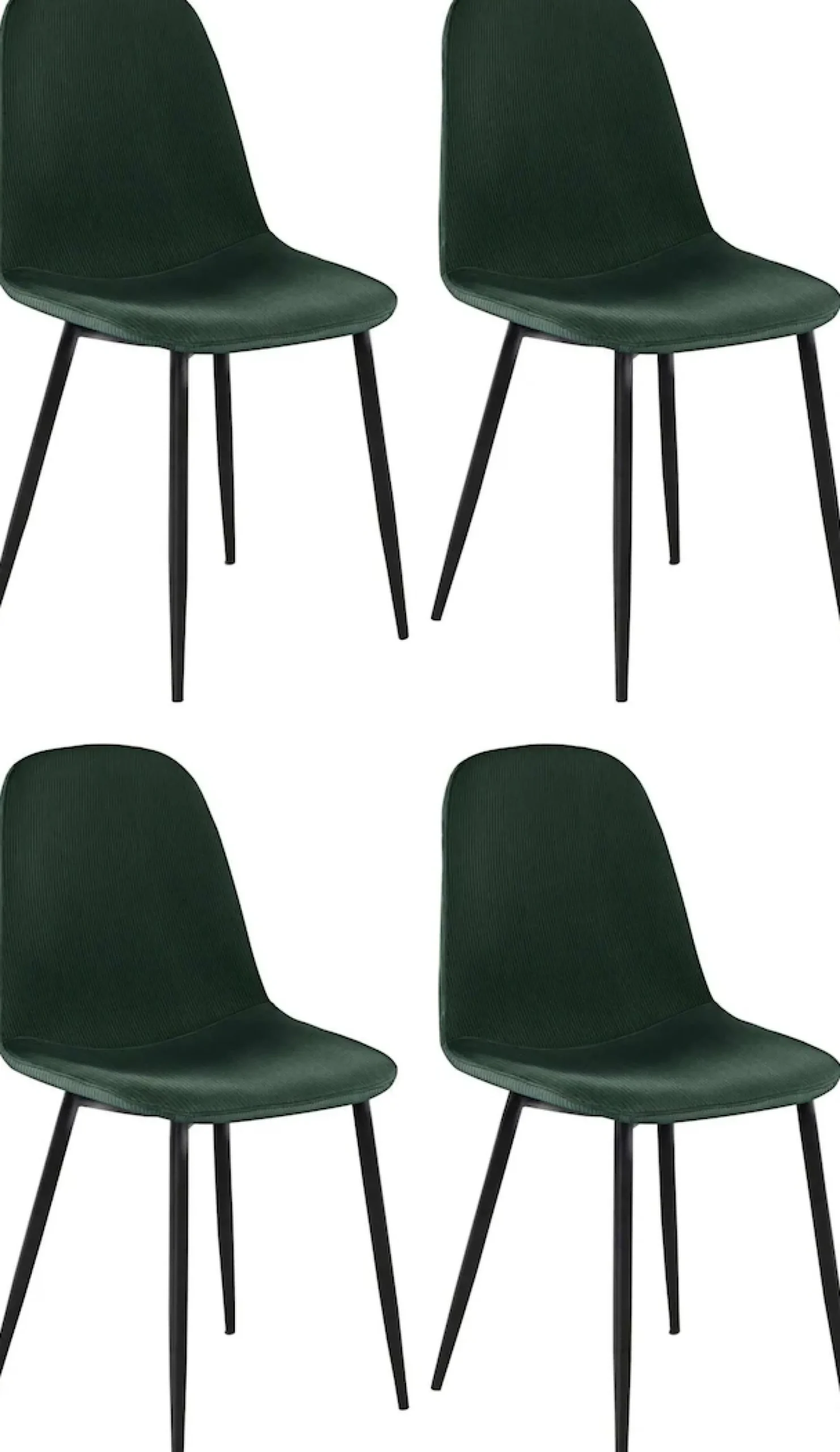 OTTO home Essgruppe »Danny-Miller« Set, Set 100 cm, 5 Stk. tlg. Glastisch 100x100 cm mit 4 Stühlen in Cord, Gestell aus Metall
