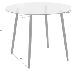 OTTO home Essgruppe »Danny-Miller« Set, Set 100 cm, 5 Stk. tlg. Glastisch 100x100 cm mit 4 Stühlen in Cord, Gestell aus Metall