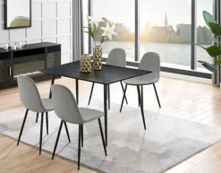 OTTO home Essgruppe »Eadwine,Sitzgruppe, Tisch plus 4 Stühle« Set, Esstisch plus 4 Esszimmerstühle, 5 Stk. tlg. bestehend aus Esstisch 120 cm und 4 Esszimmerstühlen, Polsterstühlen