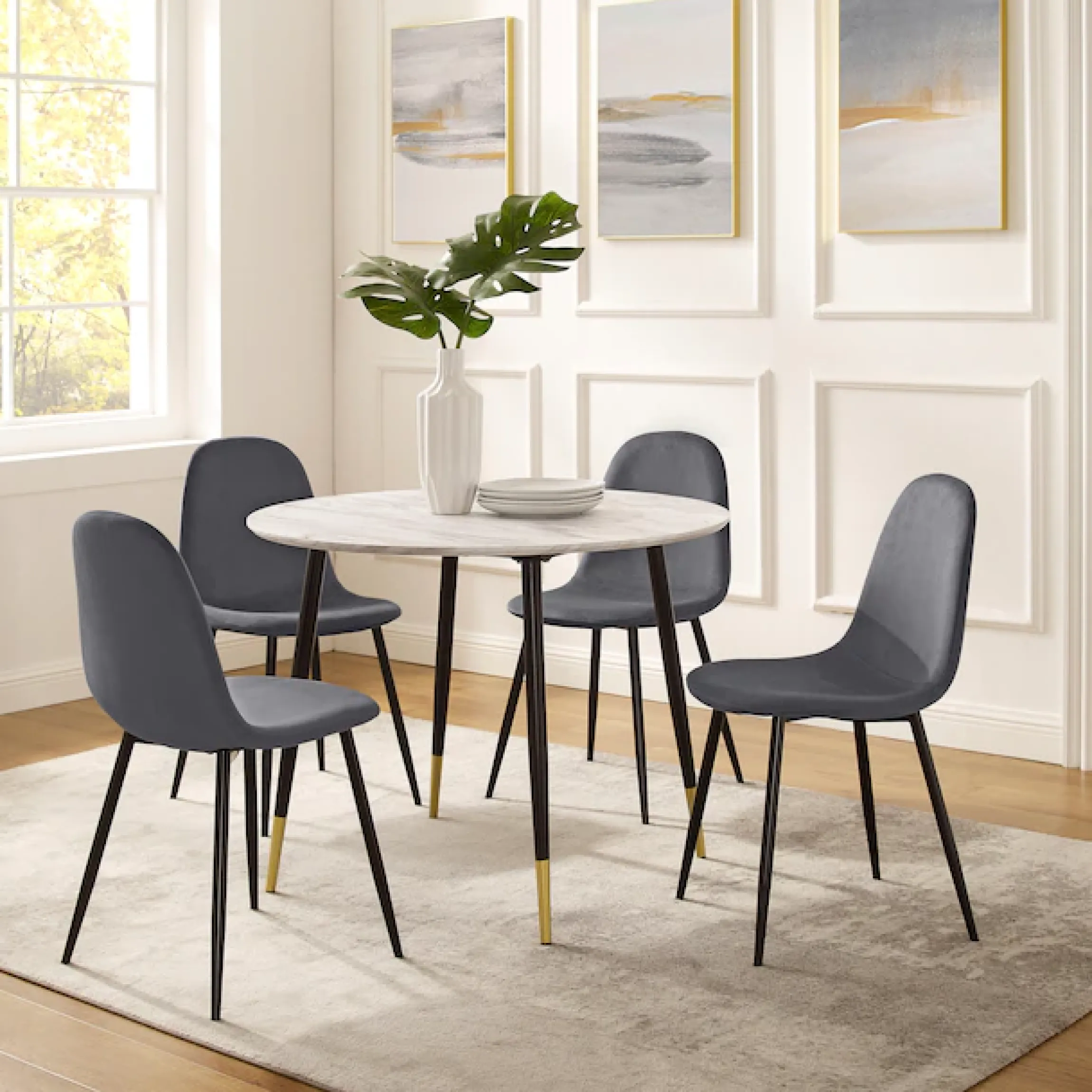 OTTO home Essgruppe »Eadwine,Sitzgruppe Esstisch plus 4 Esszimmerstühle« Esstisch plus 4 Esszimmerstühle,