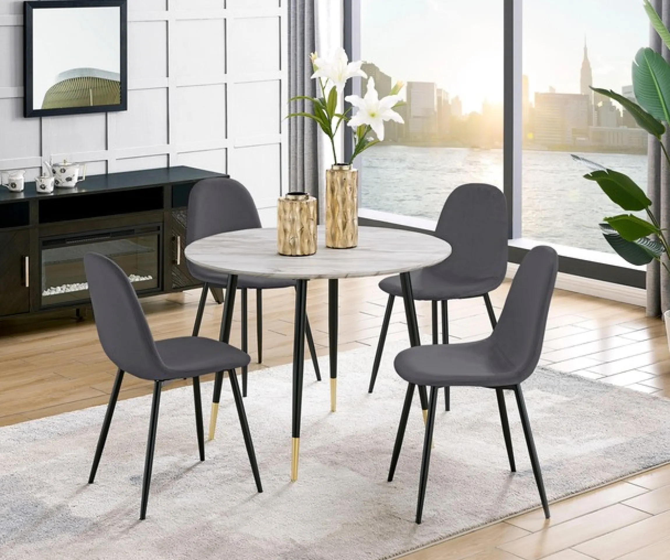 OTTO home Essgruppe »Eadwine,Sitzgruppe Esstisch plus 4 Esszimmerstühle« Esstisch plus 4 Esszimmerstühle,