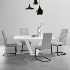OTTO home Essgruppe »Elbach« Set, 5 Stk. tlg. ausziehbar 120-160 cm, Hochglanz, Tischgruppe Freischwinger