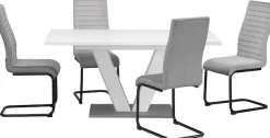 OTTO home Essgruppe »Elbach« Set, 5 Stk. tlg. ausziehbar 120-160 cm, Hochglanz, Tischgruppe Freischwinger