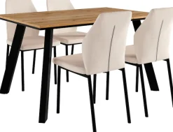 OTTO home Essgruppe »Genf Tischgruppe, Esstisch plus 4 Stühle« Set, Otto's DAUERTIEFPREIS, 5 Stk. tlg. Küchentisch, 4 Stühle, moderne Tischplatte in eiche/schwarz
