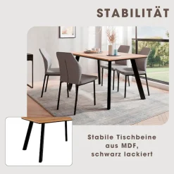 OTTO home Essgruppe »Genf Tischgruppe, Esstisch plus 4 Stühle« Set, Otto's DAUERTIEFPREIS, 5 Stk. tlg. Küchentisch, 4 Stühle, moderne Tischplatte in eiche/schwarz