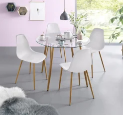 OTTO home Essgruppe »Miller« Set, 5 Stk. tlg. Glastisch mit 4 Stühlen (Kunststoffschale)