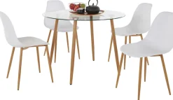 OTTO home Essgruppe »Miller« Set, 5 Stk. tlg. Glastisch mit 4 Stühlen (Kunststoffschale)