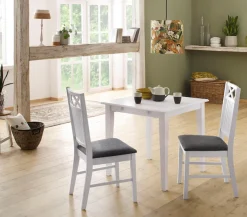OTTO home Essgruppe »Olvera« Set, 3 Stk. tlg. bestehend aus Esstisch 80 cm, 2er Set Esszimmerstühlen, Ansteckplatte