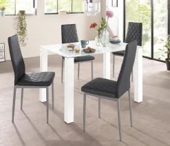 OTTO home Essgruppe Set: Glastisch, Breite 120 x 80 cm mit 4 Stühlen