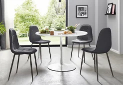 OTTO home Essgruppe Set, 5 Stk. tlg. mit rundem Tisch in weiß Hochglanz