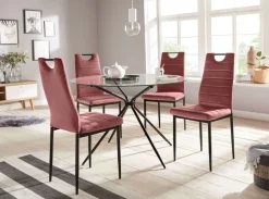 OTTO home Essgruppe »Silvi-Mandy« Set 110 cm,Set: Glastisch 110x110 cm mit 4 Stühlen