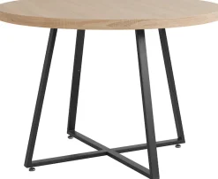 OTTO home Esstisch »Anja« Küchentisch, Tisch, Runder Tisch,Kreuzfußgestell aus Metall, Naturholz Optik Tischplatte