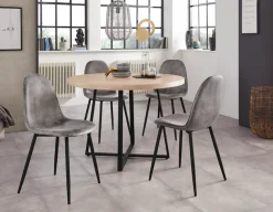 OTTO home Esstisch »Anja« Küchentisch, Tisch, Runder Tisch,Kreuzfußgestell aus Metall, Naturholz Optik Tischplatte