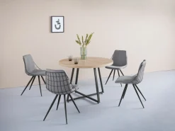 OTTO home Esstisch »Anja« Küchentisch, Tisch, Runder Tisch,Kreuzfußgestell aus Metall, Naturholz Optik Tischplatte