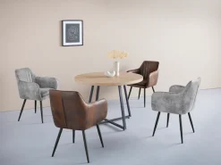 OTTO home Esstisch »Anja« Küchentisch, Tisch, Runder Tisch,Kreuzfußgestell aus Metall, Naturholz Optik Tischplatte
