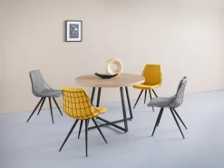 OTTO home Esstisch »Anja« Küchentisch, Tisch, Runder Tisch,Kreuzfußgestell aus Metall, Naturholz Optik Tischplatte