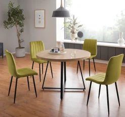 OTTO home Esstisch »Anja« Küchentisch, Tisch, Runder Tisch,Kreuzfußgestell aus Metall, Naturholz Optik Tischplatte