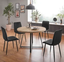 OTTO home Esstisch »Anja« Küchentisch, Tisch, Runder Tisch,Kreuzfußgestell aus Metall, Naturholz Optik Tischplatte