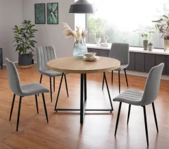 OTTO home Esstisch »Anja« Küchentisch, Tisch, Runder Tisch,Kreuzfußgestell aus Metall, Naturholz Optik Tischplatte